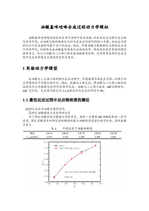 油酸基咪唑啉合成过程动力学模拟