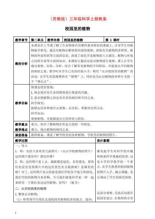 【推荐】新苏教版小学科学三年级上册《04校园里的植物》教案(3).doc