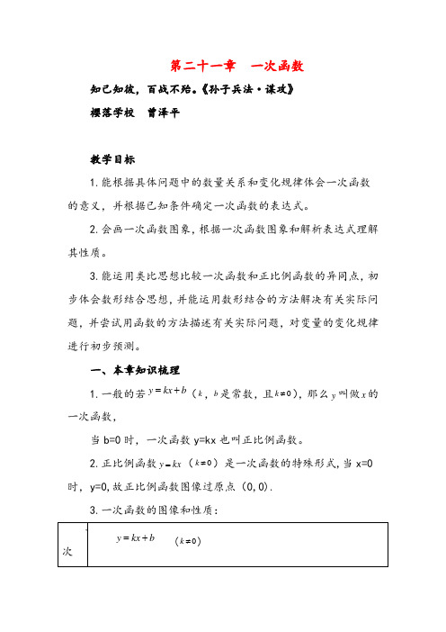 2021年冀教版八年级数学下册第二十一章复习教案与反思