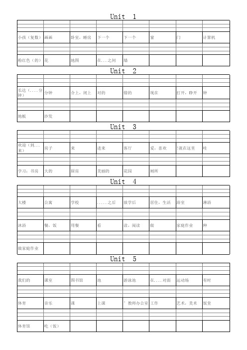 广州教科版小学四年级英语单词表上册默写强化练习复习测试