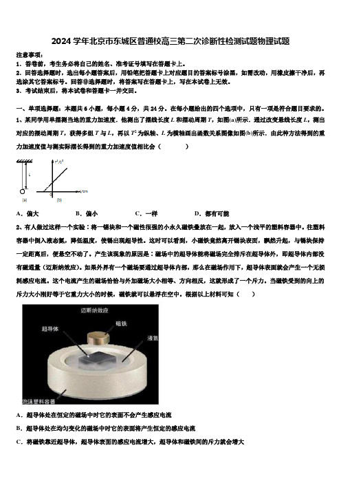 2024学年北京市东城区普通校高三第二次诊断性检测试题物理试题