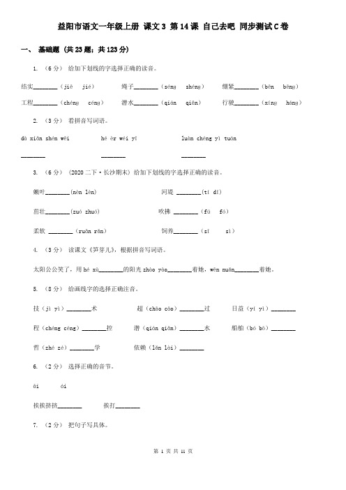 益阳市语文一年级上册 课文3 第14课 自己去吧 同步测试C卷