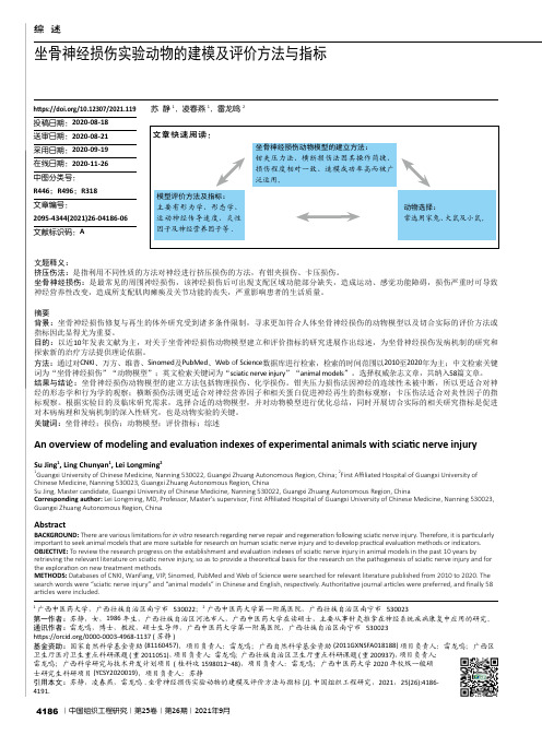 坐骨神经损伤实验动物的建模及评价方法与指标