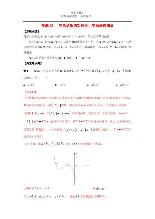 2022年高考数学必刷压轴题专题09三次函数的对称性穿根法作图象含解析