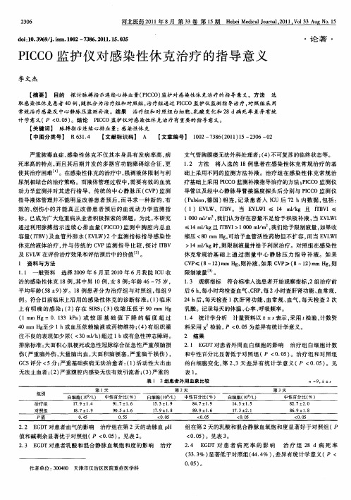 PICCO监护仪对感染性休克治疗的指导意义