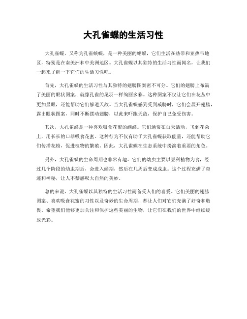 大孔雀蝶的生活习性