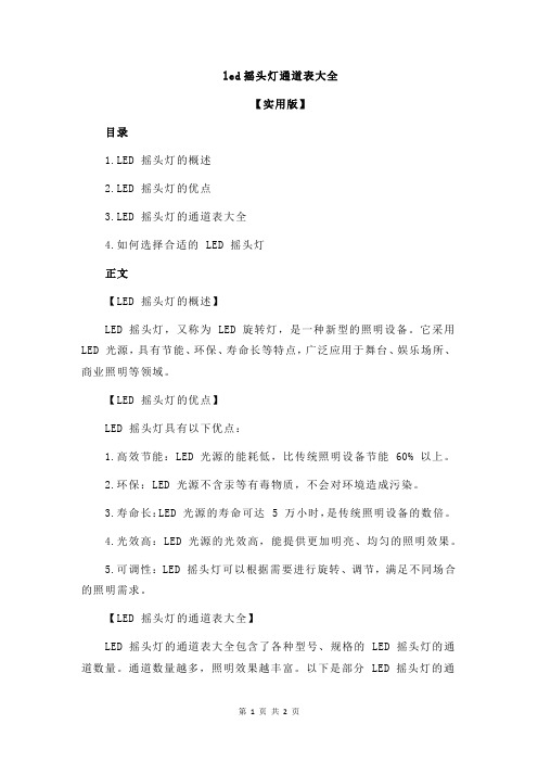 led摇头灯通道表大全