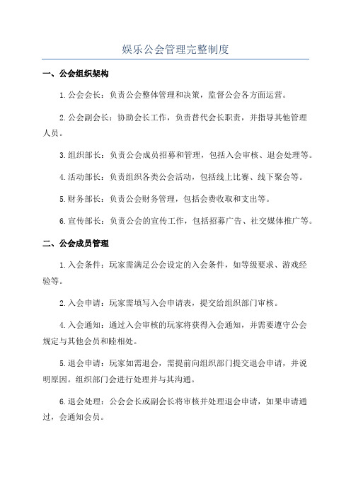 娱乐公会管理完整制度