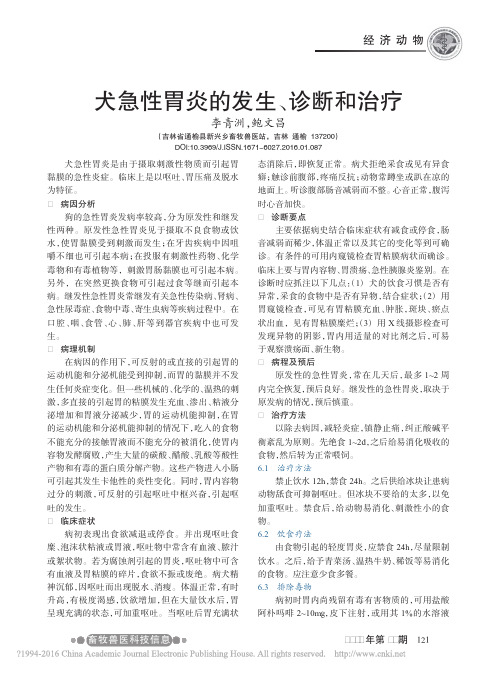 犬急性胃炎的发生_诊断和治疗_李青洲