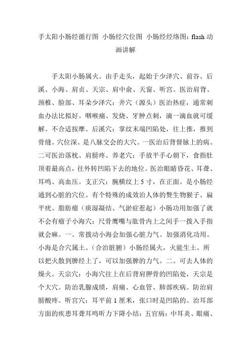 手太阳小肠经循行图 小肠经穴位图 小肠经经络图:flash动画讲解