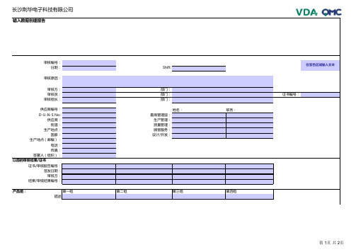 VDA6.3 2016过程审核-标准表格