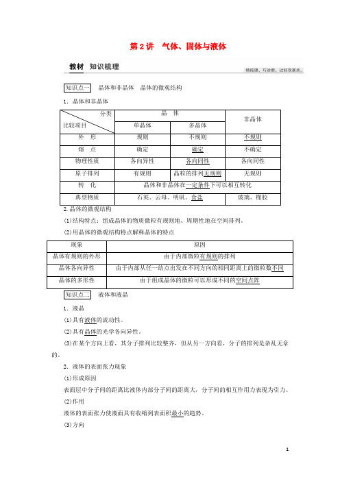 2021高考物理一轮复习热学第2讲气体固体与液体教案202103222128