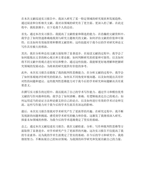 文献综述实习报告个人总结