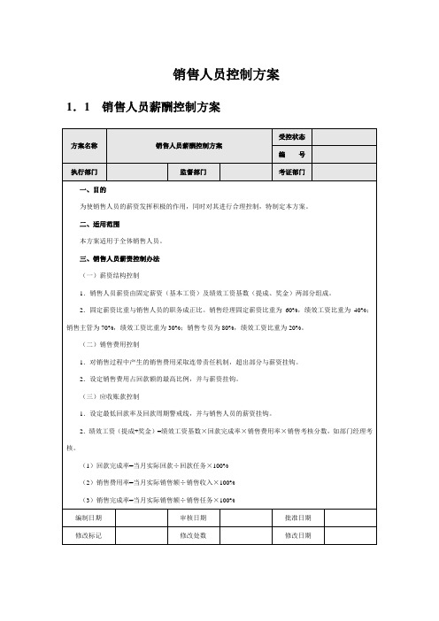 销售费用控制方案