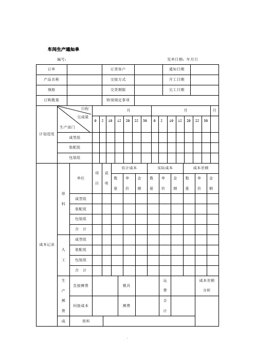 【管理精品】车间生产通知单