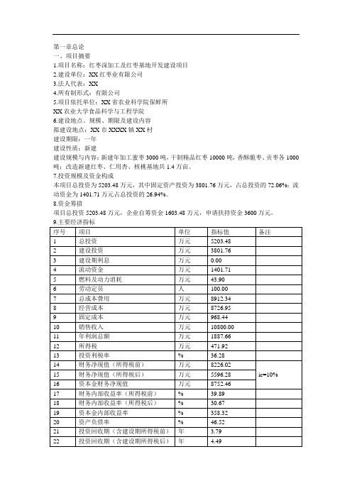 红枣深加工及红枣基地开发可研究性报告