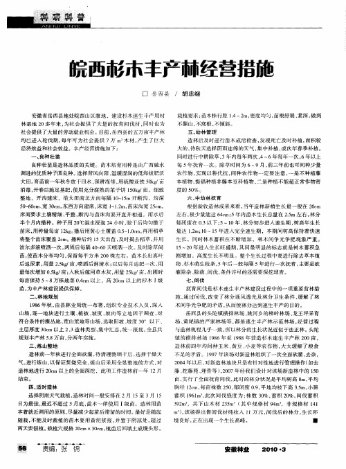 皖西杉木丰产林经营措施