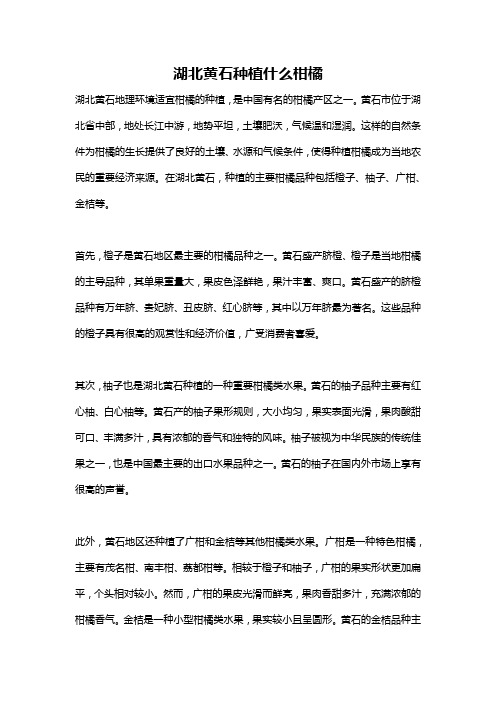 湖北黄石种植什么柑橘