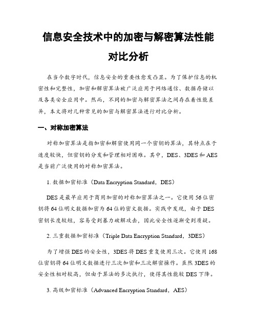 信息安全技术中的加密与解密算法性能对比分析