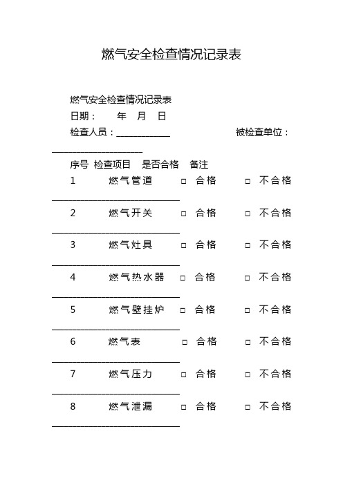 燃气安全检查情况记录表