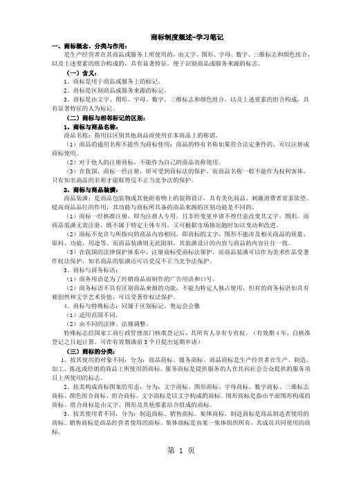 商标法学习笔记-16页精选文档