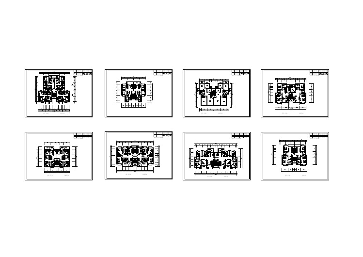 锦州某新建小区54-141平米左右的平面户型设计CAD图纸（共10张）