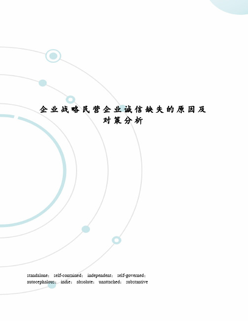 企业战略民营企业诚信缺失的原因及对策分析