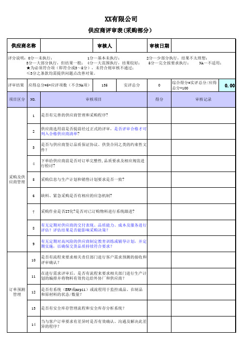 供应商评审表(采购部分)