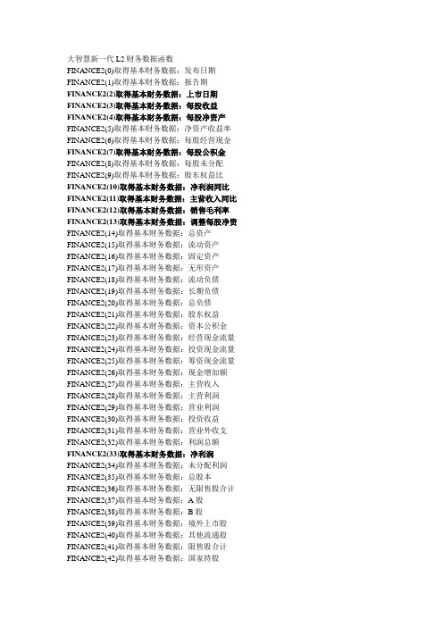 大智慧新一代L2财务数据函数大全