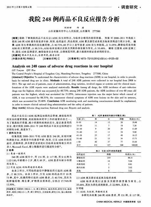 我院248例药品不良反应报告分析