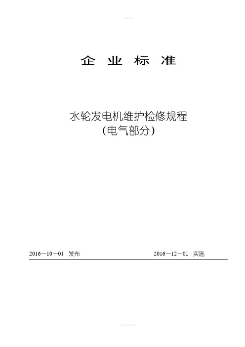 水轮发电机电气检修维护规程