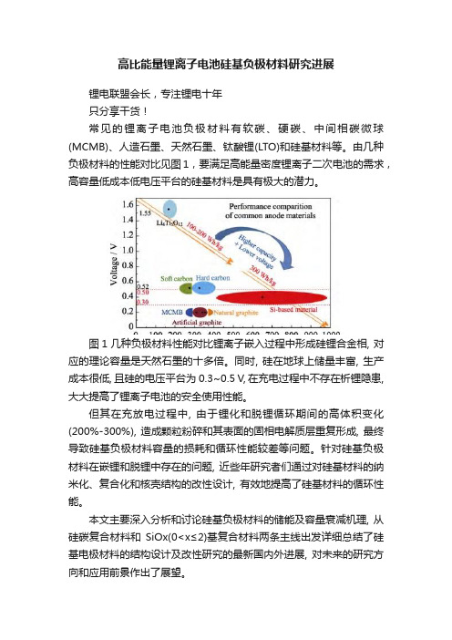 高比能量锂离子电池硅基负极材料研究进展