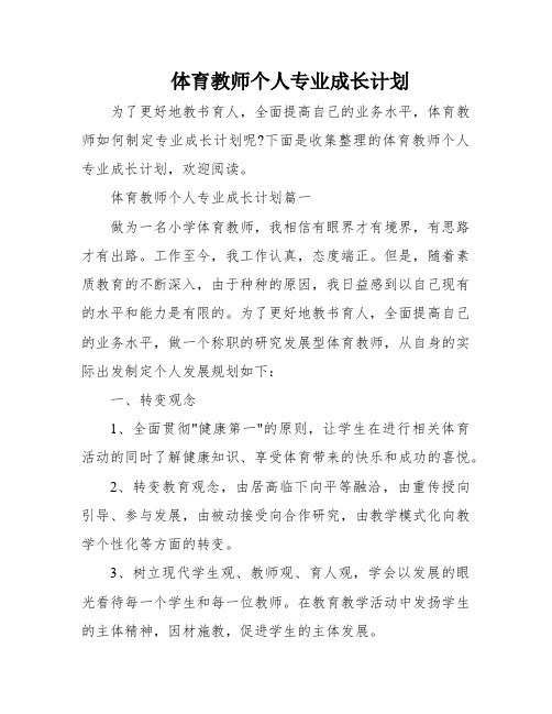 体育教师个人专业成长计划