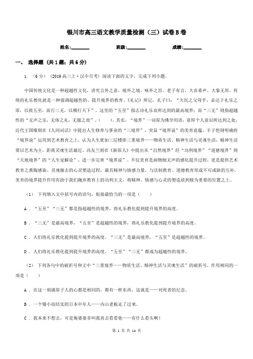 银川市高三语文教学质量检测(三)试卷B卷