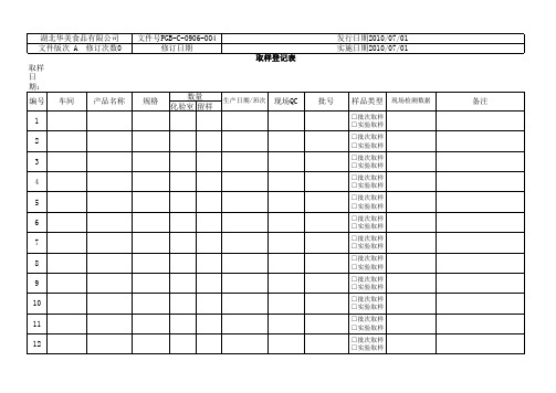 取样登记表