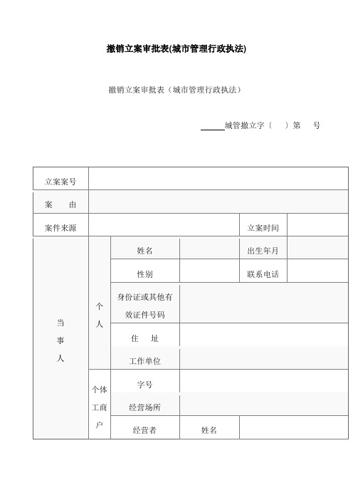 2024最新撤销立案审批表(城市管理行政执法)