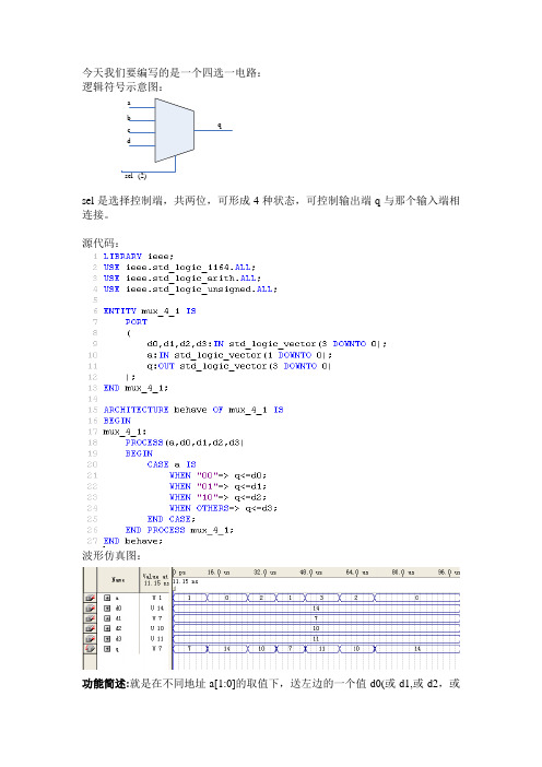 四选一电路VHDL程序编写