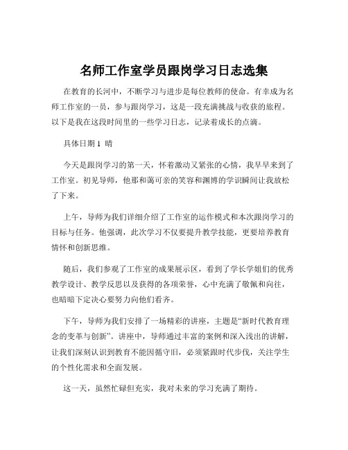 名师工作室学员跟岗学习日志选集