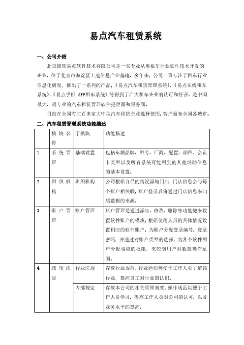 汽车租赁系统方案