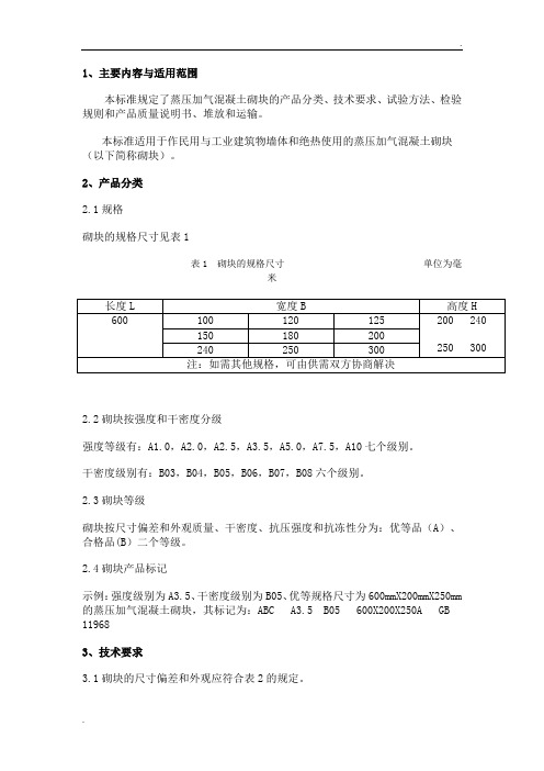 《蒸压加气混凝土砌块》GB11968