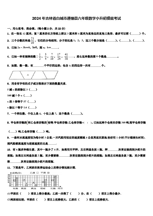 2024年吉林省白城市通榆县六年级数学小升初摸底考试含解析