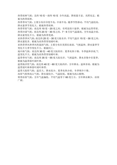 热带雨林气候