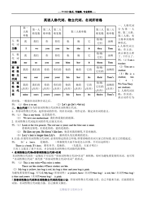 英语人称代词-物主代词-名词所有格