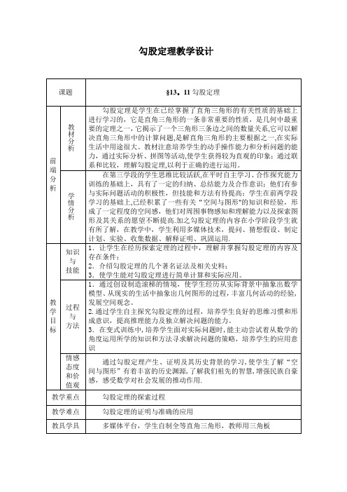 勾股定理教学设计(教案)