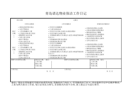 保洁工作每日检查记录