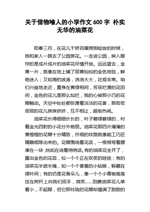 关于借物喻人的小学作文600字朴实无华的油菜花