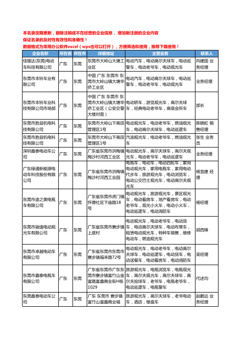 2020新版广东省东莞电动老爷车工商企业公司名录名单黄页大全24家