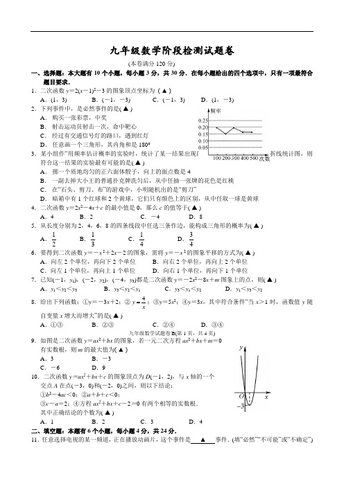 浙江省杭州市余杭区2019年第一学期10月份九年级数学阶段测试卷