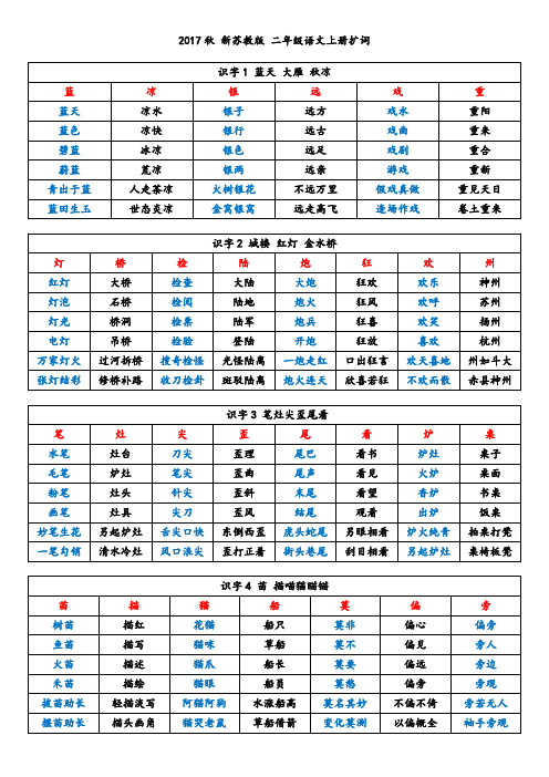 2017秋 新苏教版 二年级语文上册扩词