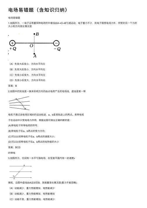 电场易错题（含知识归纳）